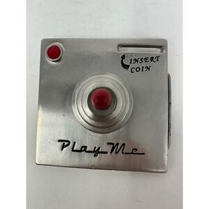 Itsus Play Me Arcade Game Belt Buckle Silver Red Joystick Insert Coin Novelty